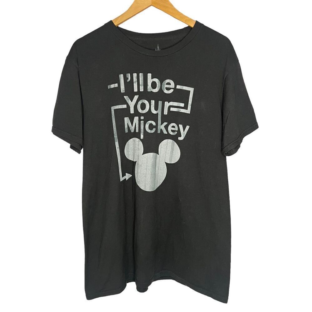 Disney Parks Men’s Large‎ Hanes T-Shirt “I’ll be your Mickey” Black Short Sleeve